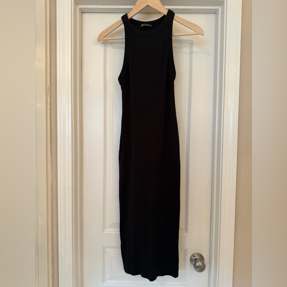 Zara Ribbed Knit Sleeveless Midi Dress